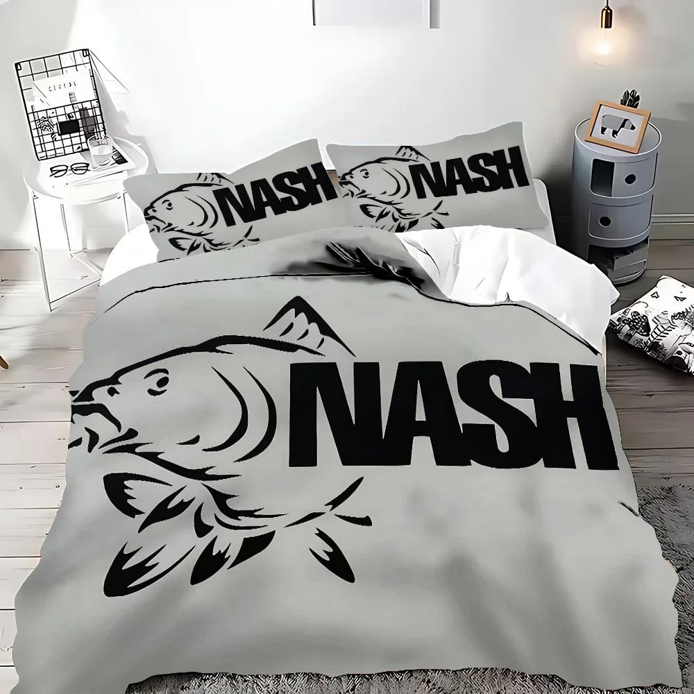 Nash Fishing Logo Duvet Cover Set Fish Pattern Bedding Set Adult Boy Girl Bedroom Decoration Children Gift Single Double Size