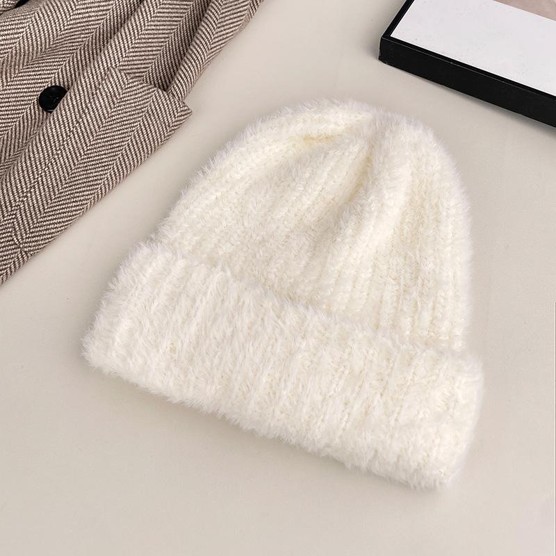 Вязаная шапка женская осенне-зимняя, открывающая лицо, маленькая, теплая, пуловер, плюшевая, утолщенная, универсальная, с защитой ушей, шерстяная шапка