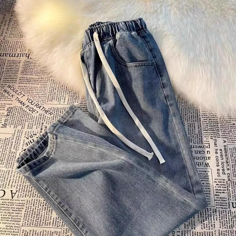 2025 Spring/Summer Women's Retro High-Waisted Straight-Leg Wide Jeans - Loose, Slimming, Trendy for Students
