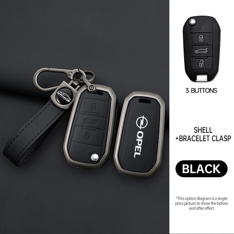 For Opel Mokka Corsa Astra Combo Grandland Insignia 2024 2025 Leather Car Key Case Cover Shell Holder Gift Keychain Accessories QS7