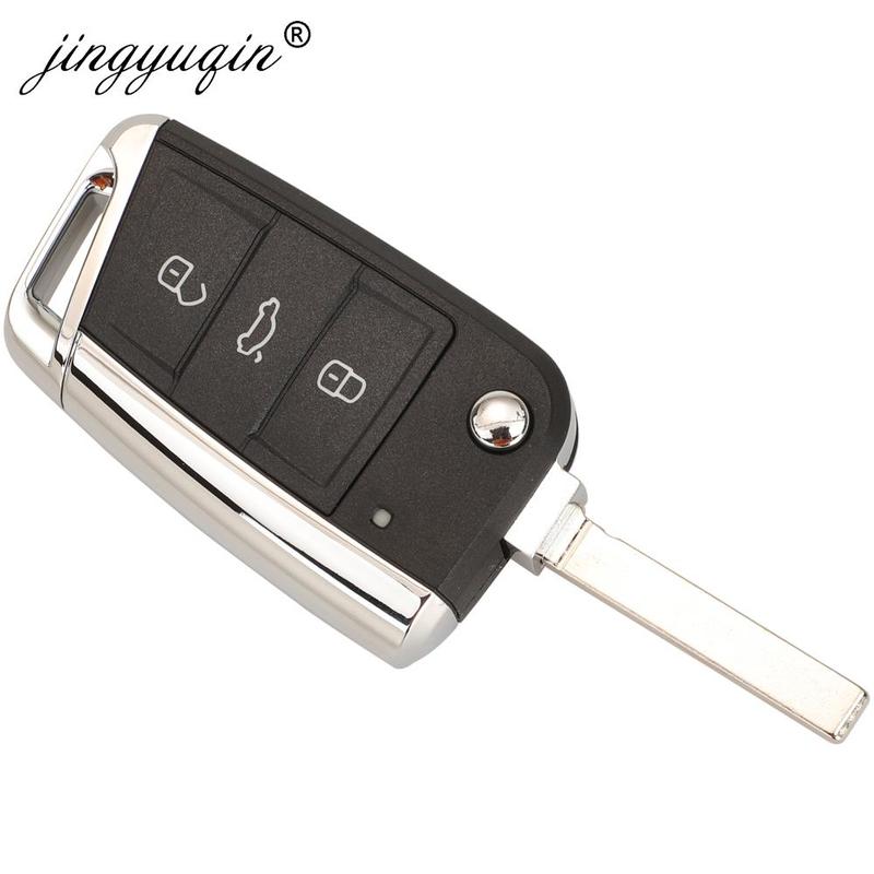 jingyuqin 10pcs Flip 3/4Buttons Remote Car Key Shell Case Fob For VW Golf 7 GTI MK7 B8 Touran Skoda Octavia A7 Seat Hu66 Hu162t