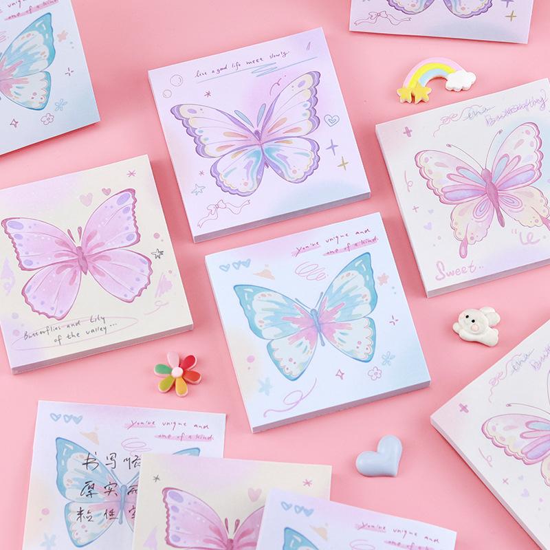 Butterfly Gift Effect Note Memo Pad Korean Simple Decorative Office School Supplies Kawaii Stationery Notebooks Writing Pads