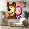 Masha Bear Wall Decor Tapestry Art For Pet Memorial Birthdaywedding Party Backdrop Family Gift