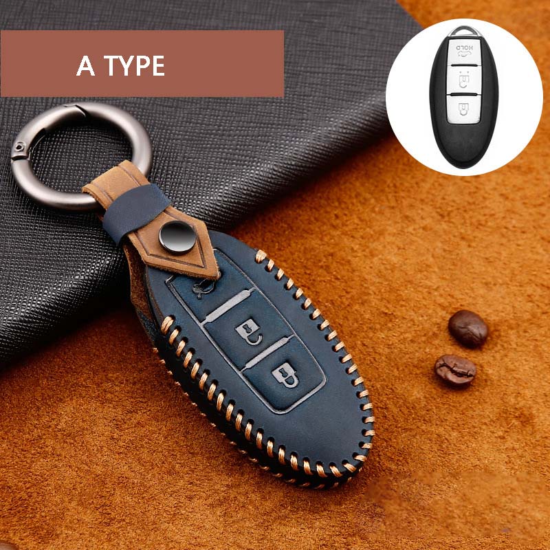 Чехол для автомобильного ключа из натуральной кожи для Nissan SENTRA LIVINA TIIDA MARC KICKS X-TRAIL TEANA J10 J11 T32 Qashqai