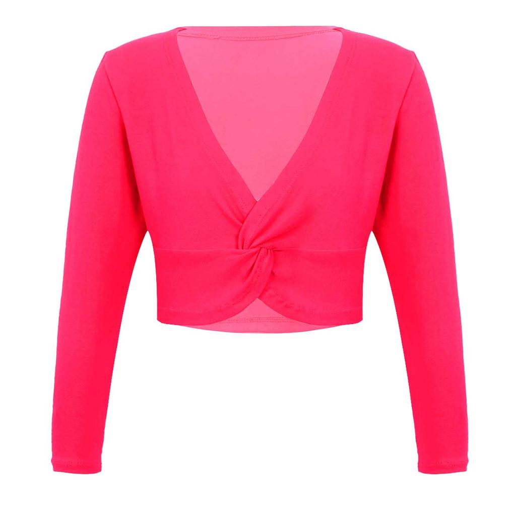 Девочки Длинный рукав V-образный вырез Узел спереди Однотонная Танцевальная куртка Длинный рукав Теплый Балетный костюм