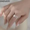 Zircon Leaves Shell Flowers Adjustable Ring For Women Sweet Temperament Handmade Accessories