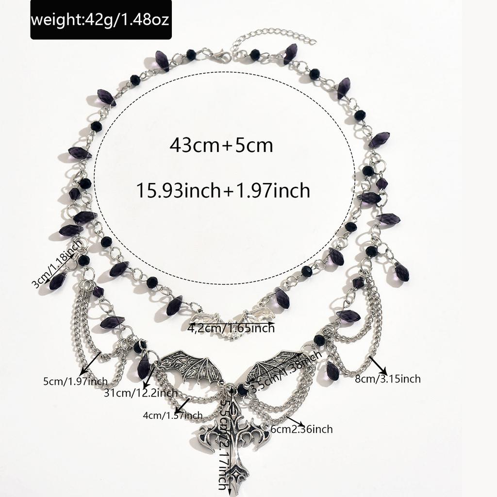 Gothic Style Cross Necklace, Retro Dark Punk Style Ladies Necklace, for Halloween Easter Birthday Gift