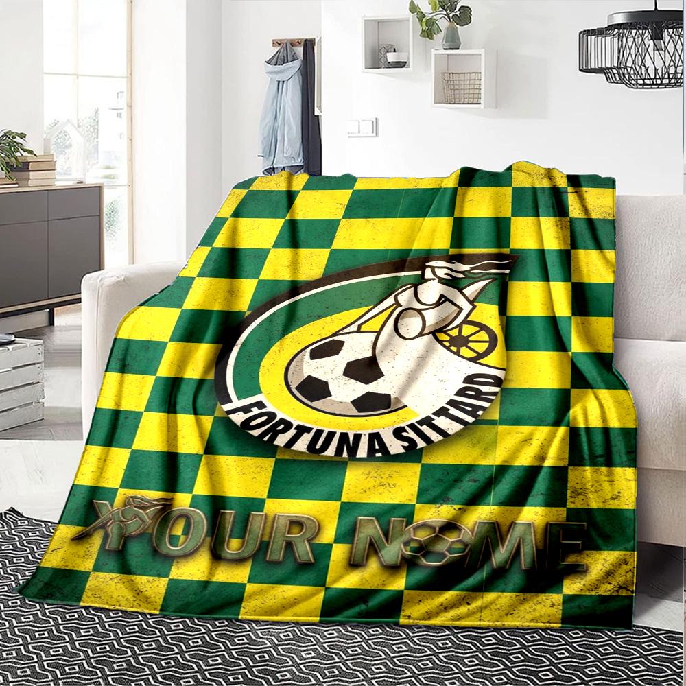 Name Custom Fortuna Sittard Print Flannel Blanket High Quality Warm Comfortable Cover for All Seasons Perfect for Gifts Home Decor