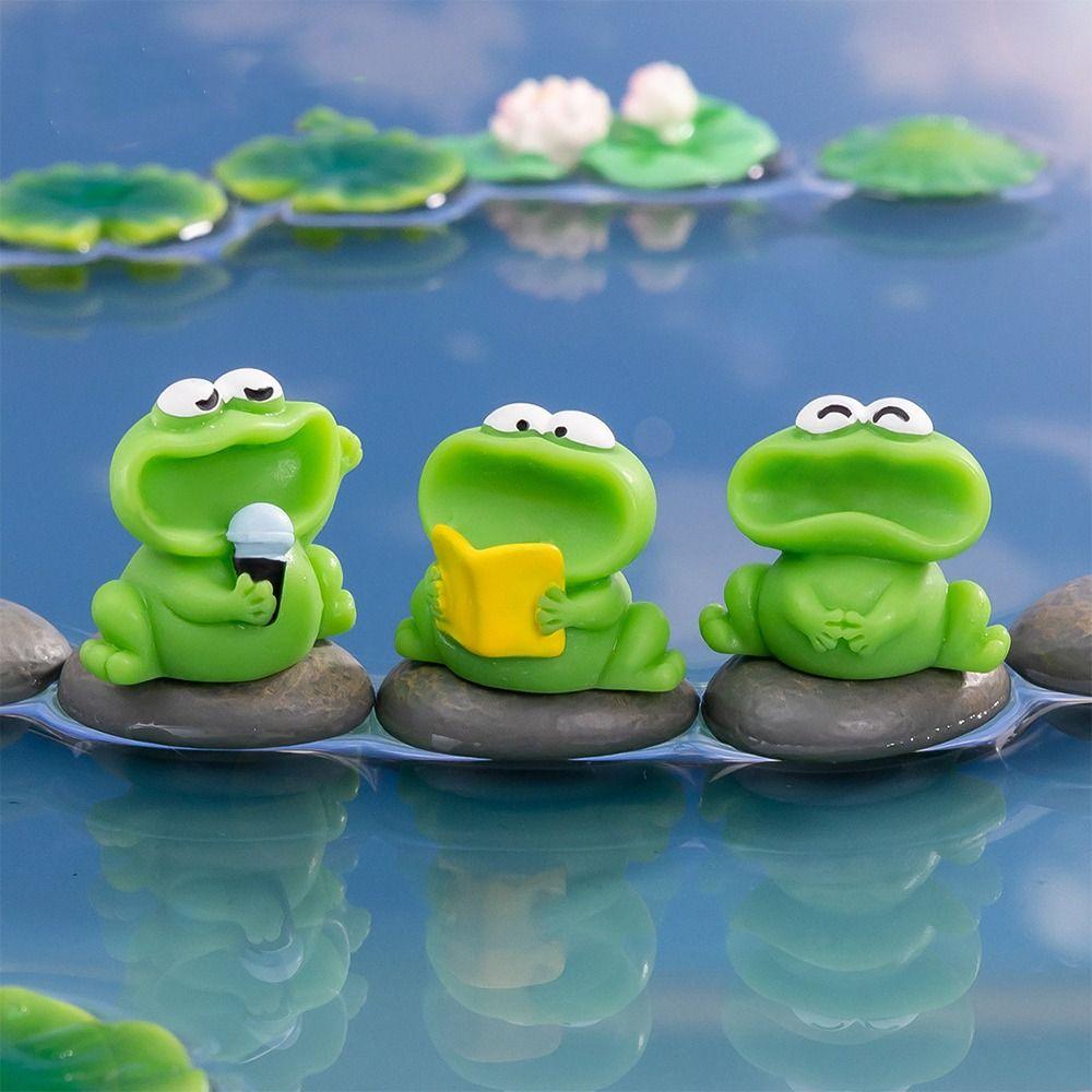 Cartoon Big Mouth Frogs Statue Cute Mini Frogs Ornament Micro Landscape Ornaments