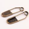 Antique Bronze Electroplated Safety Pin Brooch for Clothing, Bags, and Leather Goods