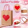 10/12pcs Red Heart Kraft Kraft Paper Gift Bags Handheld Candy Packaging Bag  Wedding Party