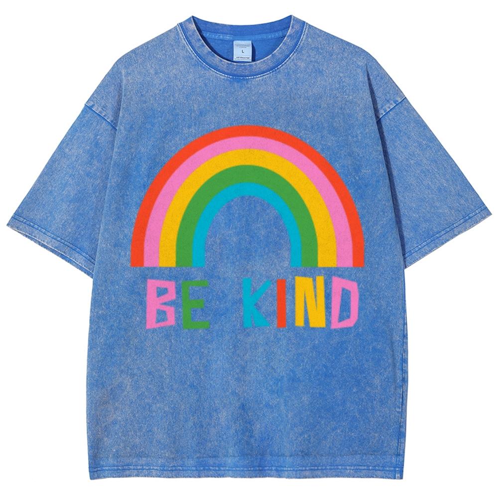Футболка женская Be Kind Rainbow Print Oversize, свободная, с коротким рукавом, унисекс, модный дизайн, повседневный, нишевый топ