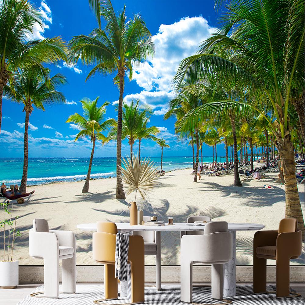 Кокосовые фрески Пляжные обои Обои с тропическим пейзажем для спальни мальчика девочки Гостиная 3d Пляжные обои Домашний декор