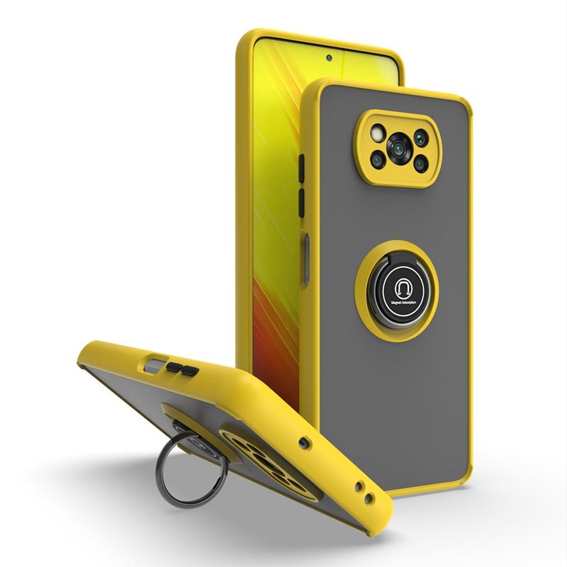 Роскошный матовый жесткий чехол из ПК для Xiaomi PocoX3 Противоударный чехол для Poco X3 X3Pro Pocc X3 NFC Магнитная задняя крышка с кольцом-автодержателем