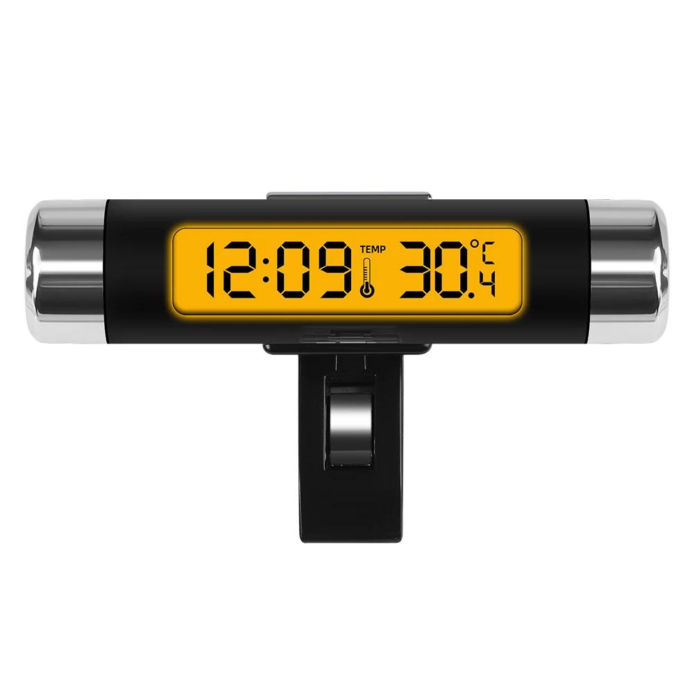 Автомобильный цифровой часы-термометр с ЖК-дисплеем, измеритель температуры для вентиляционного отверстия