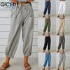 12 Color Women's Fashion Casual Solid Color Print Pants & Capris