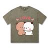 Bubu Dudu Kawaii Clothing Women Couple T-shirt Retro Washed Vintage Panda Bear Cute Cartoon Women T-shirt