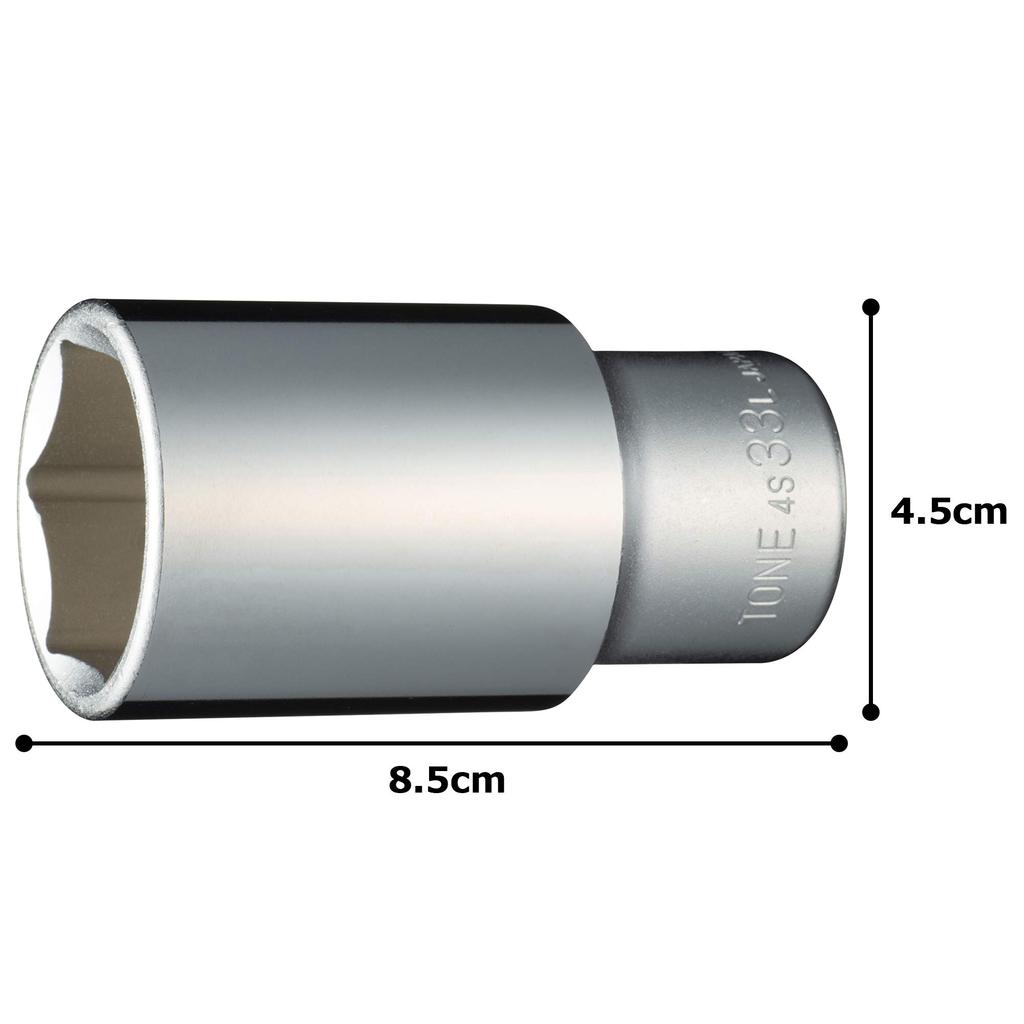 TONE Deep Socket Drive Angle Width Across Flats 33mm (Hexagonal) 4S-33L 12.7mm (1/2")