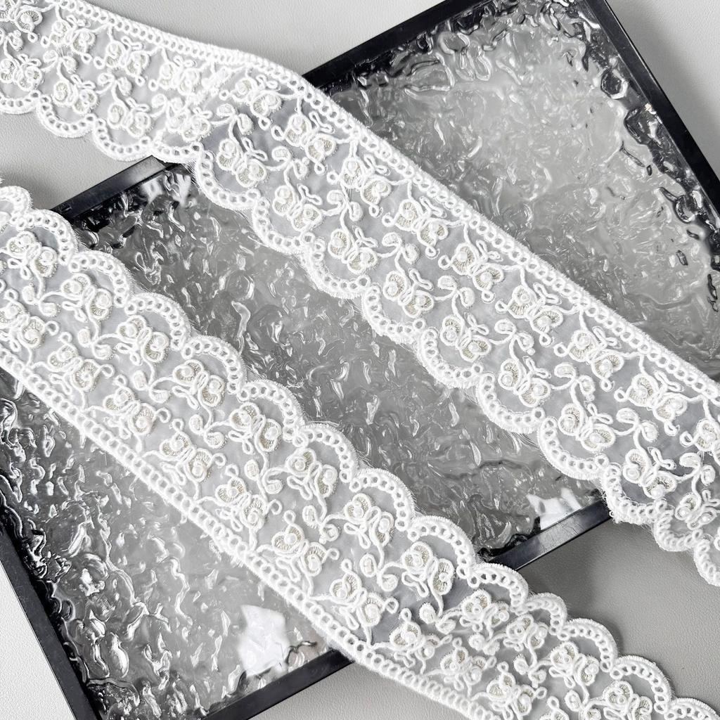 5.5Cm White Handmade Beads Strand Barcode New Chinese Clothing Cuffs Neckline Belt Decorative Lace Accessories