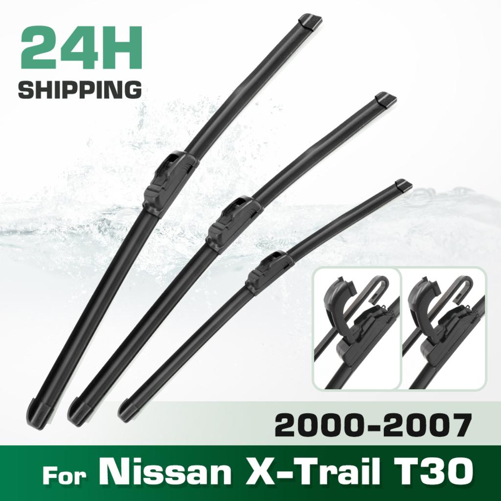 For Nissan X-Trail T30 2000-2007 2001 2002 2003 Wiper Front & Rear Wiper Blades Windshield Windscreen Window Brushes 24"+17"+16