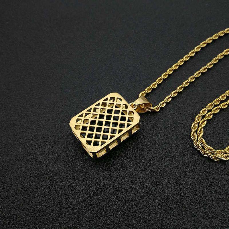 Vintage Hiphop 316L Stainless Steel Jewelry Big Red Green Stone Necklaces Pendants Crystal Gold Color Necklace Gift