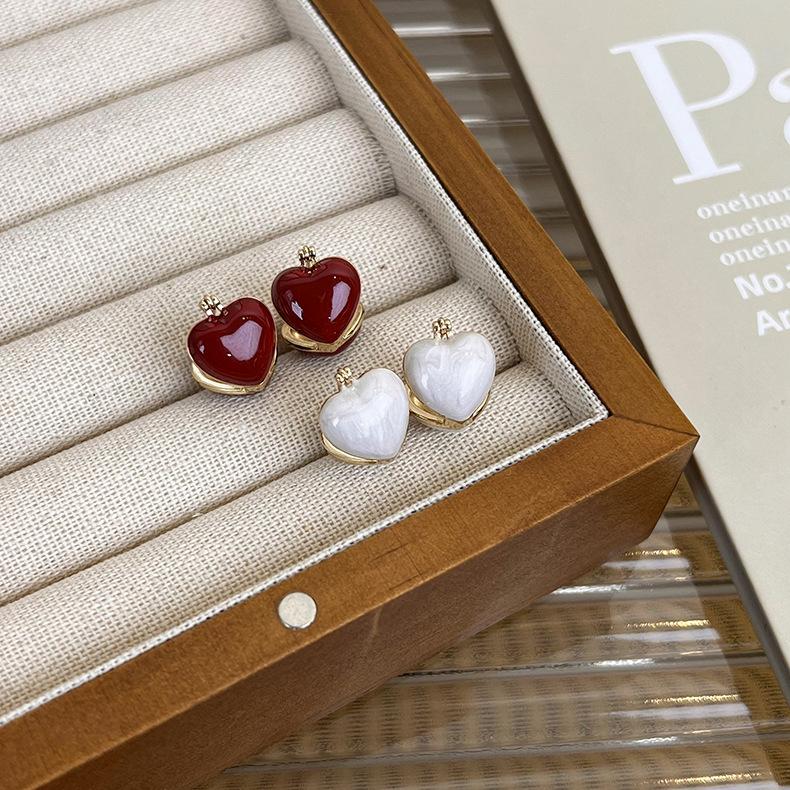 Французские винтажные серьги кремового, белого, винно-красного цвета с пряжкой для ушей, женские новые легкие, роскошные, темпераментные, модные серьги