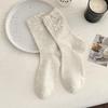 Носки миди молочного цвета с бантом и кружевом и мультяшным рисунком - Осенние модные аксессуары для детей
