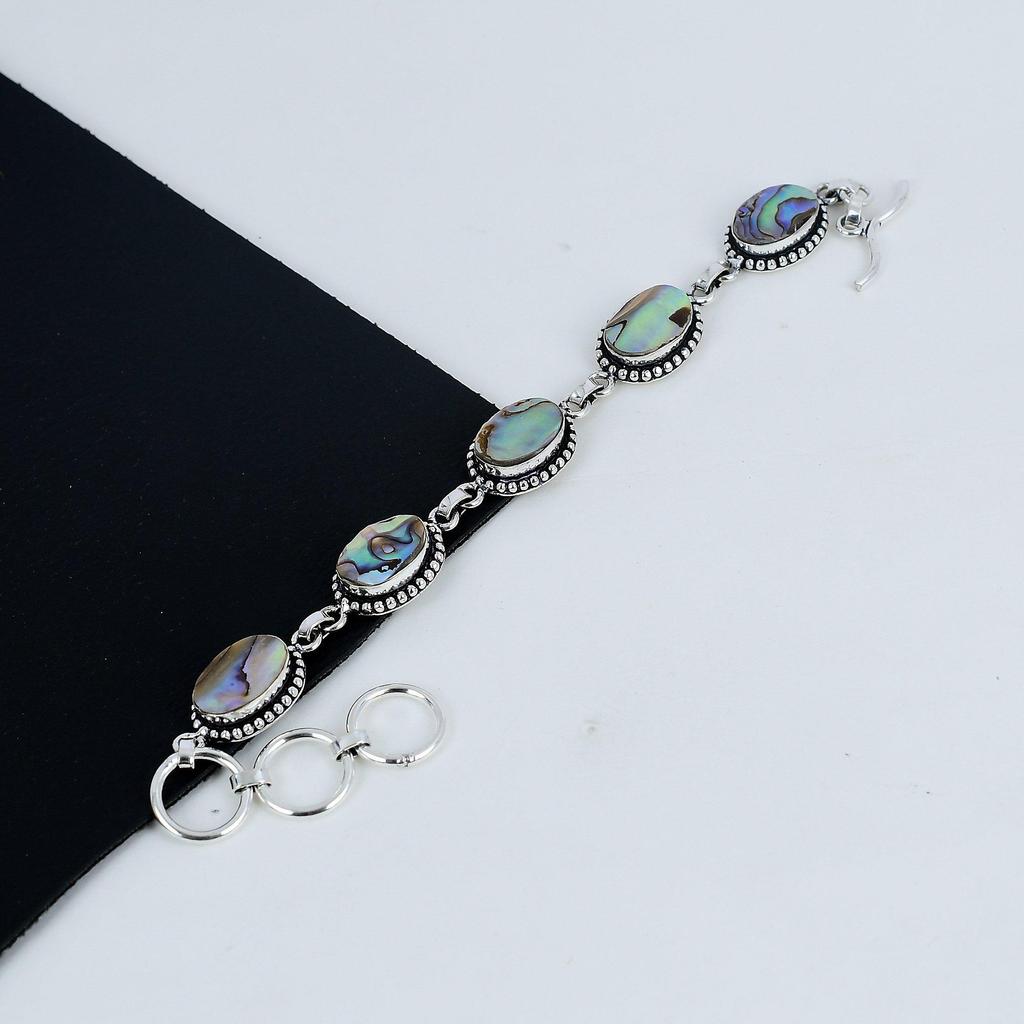 Красивый браслет из драгоценных камней в виде ракушки-ушка ручной работы из серебра 925 пробы, браслет из ракушки-ушка для жены, браслет унисекс, подарок на День отца