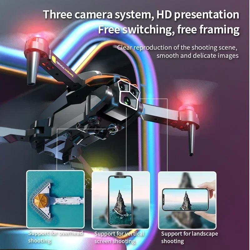 New AE4 Pro Drone Foldable Colorful lights 8K Professinal Triple HD Camera Optical Flow Positioning Avoidance Drone