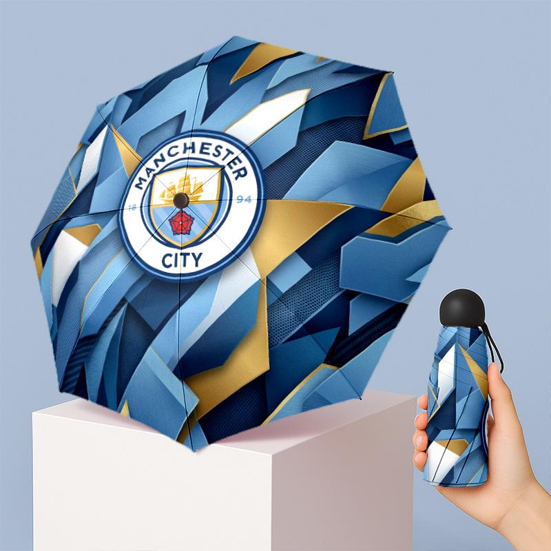 Мини-зонт Manchester City с принтом, 5 сложений, 8 спиц, компактный, ветрозащитный, водонепроницаемый, легкий, портативный, складной