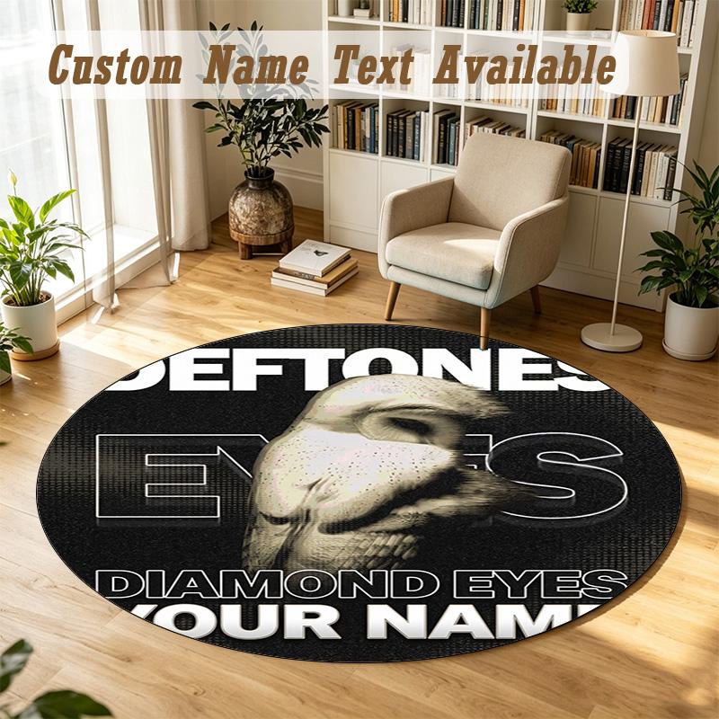 Deftones Personalized Round Rug Support Custom Name, Soft Home Decor Mat