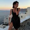 Sexy Women High Split Fashion Party Evening Night Club Wrap Y2K White Dress Summer Sleeveless Casual Beach Dresses
