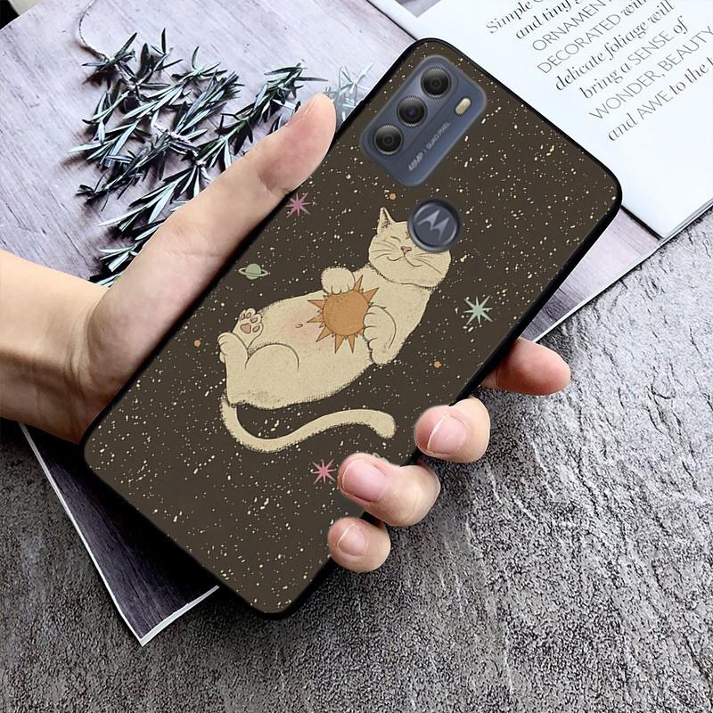 Moon Cat Phone Case For Motorola Moto G85 G55 G05 G14 G75 G31 G50 G10 G20 G30 G60 G13 G32 G84 G54 G53 G72 G24 Power