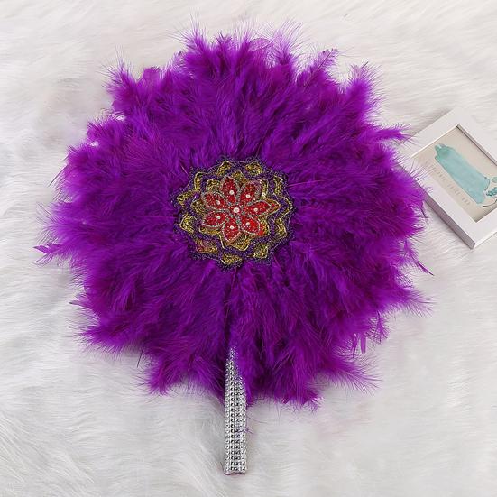 Подружка невесты с веером, большое круглое перо, односторонний реквизит для фотосессии со стразами, африканская невеста, ручная веер, свадебные принадлежности