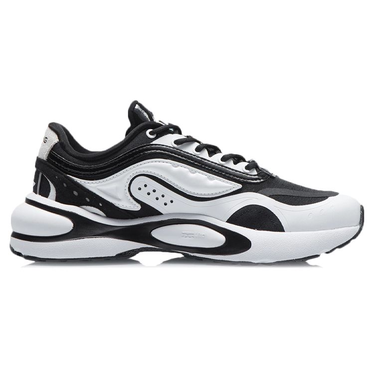 Li Ning V8 Cushioning Support Low Top Running Shoes Women Sneaker Black White ARHR056-1