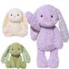 Cartoon High Quality Floral Long-eared Rabbit Plush Doll Soft White Purple Green Bunny Plush Appease Toy Gift for Girls