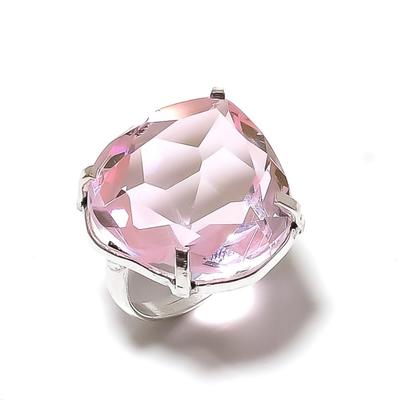 Ювелирные изделия из серебра 925 пробы с розовым кунцитом, размер 6, V7O40