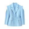 Kaslead Новая женская одежда Западный стиль Мода Простые приталенные блейзеры с широкими плечами на шнуровке