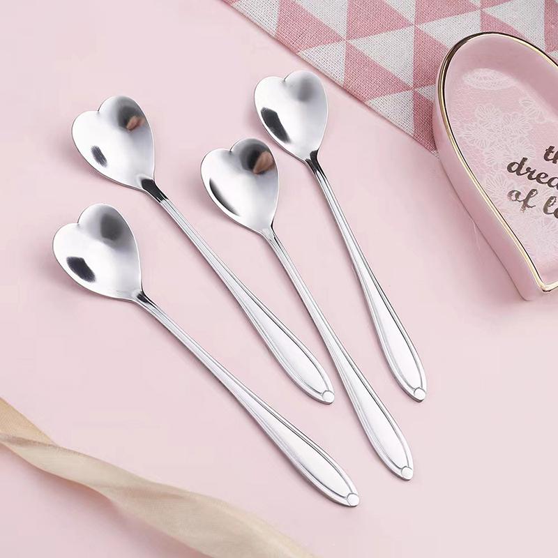 Romantic Heart Spoon Gift Set 10pcs Stainless Steel Stirrers for Coffee Bar Ideal Wedding Or Housewarming Present