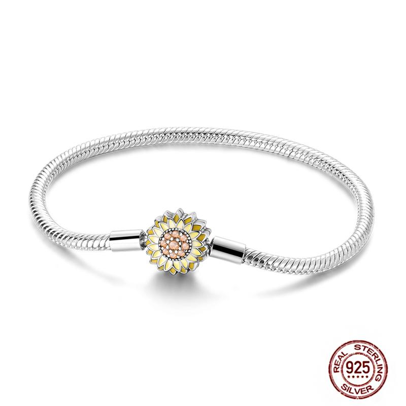 17-20CM Star Moon Bracelet 925 Copper Pink Heart Clover Charms Snake Chain Luminous Bracelet For Women DIY Birthday Zircon Gift