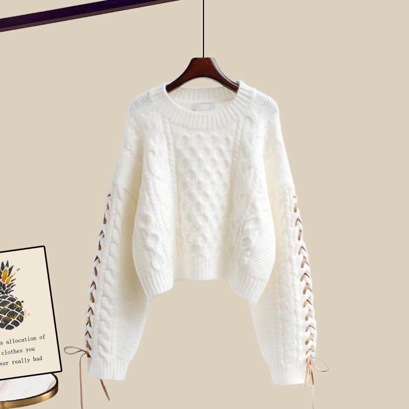 Plus-Size Women's Fashionable Knitted Sweater and Casual Pants Two-Piece Set for Autumn and Winter