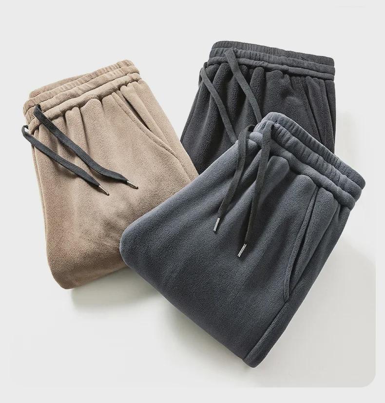 Спортивные брюки свободного кроя в стиле унисекс в стиле «американское ретро» — двухсторонний флис, повседневный вариант для осени и зимы.