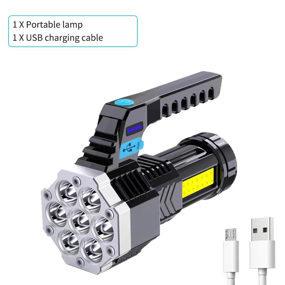 Портативный 7-LED фонарик COB боковые огни USB-перезаряжаемый 4 режима фонарь с индикатором заряда водонепроницаемая лампа для экстренных ситуаций на открытом воздухе