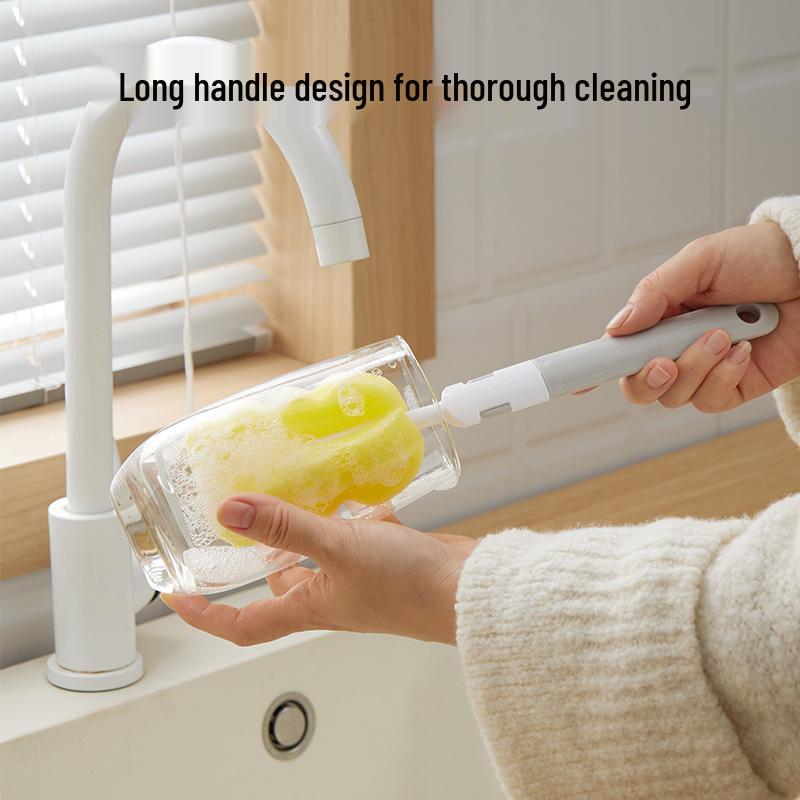 Baby Bottle Brush with Replaceable Head - Sponge Brush for Cleaning, Individually Packaged, Hot Selling Daily Essential