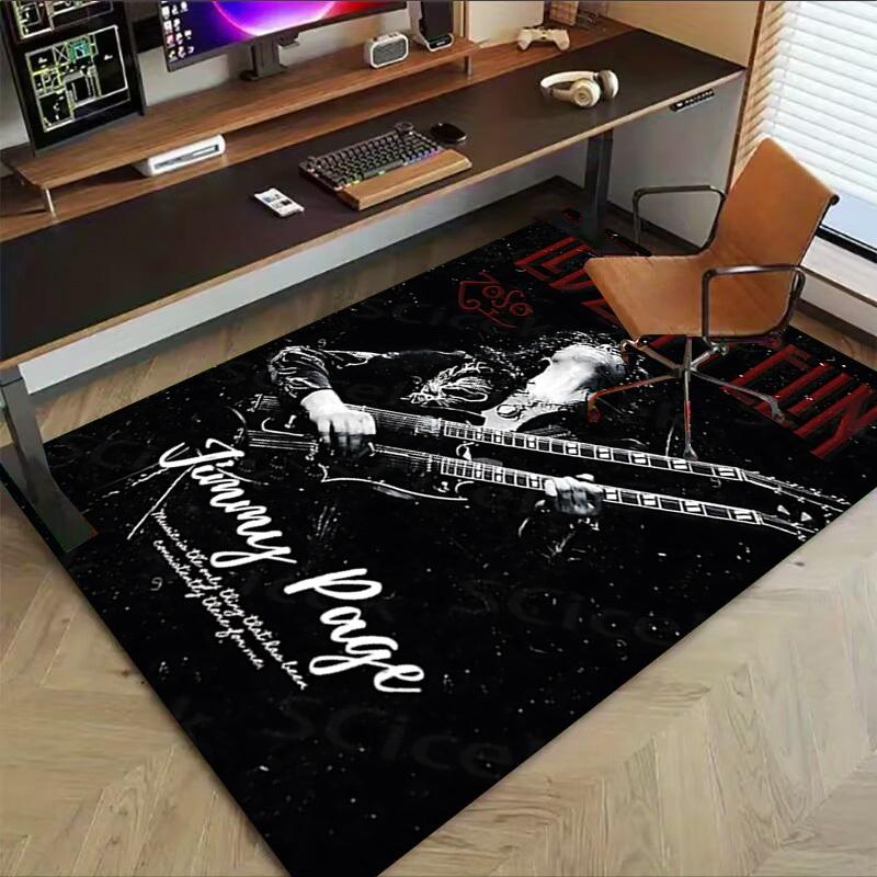 1 шт. Led Zeppelin Джимми Пейдж Домашний Офис, Прочный Полиэстеровый Коврик для Пола с Легким, Декор для Офиса, Городской Стиль, Нескользящая Основа, Высококачественная Ткань