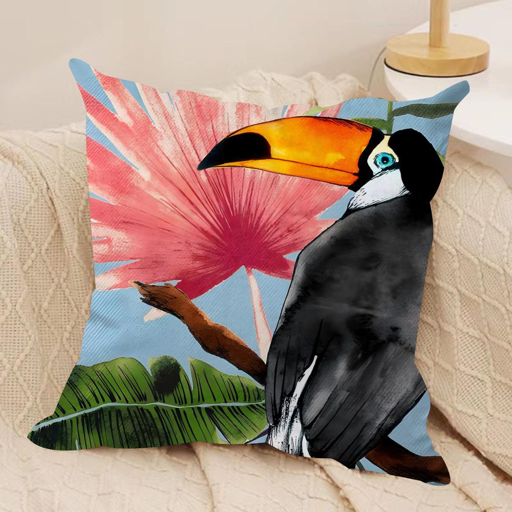 Cool Toucan Cushion Cover Soft Plush Fabric DoubleSided Printed Sofa Cushion Cover for All Seasons Home Decor Gift