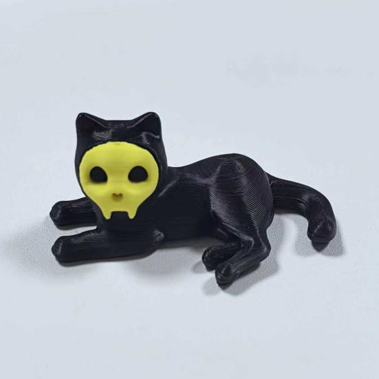 Подставка для ручек в виде кота, 3D-печать, украшение в виде черного кота, фигурка кота со съемной маской-черепом для дома, офисного стола, украшение на Хэллоуин