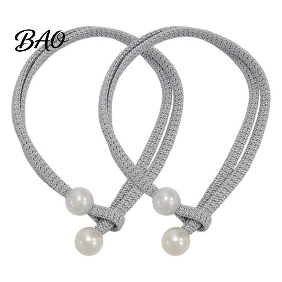 Wall Damage Free Curtain Holders 1 Pair Tiebacks for Drapes, Adjustable Rope Tie Backs, Faux No Drill Buckles Pearls Cord Buckle Holder Home
