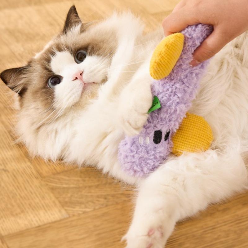 2 Pack Self-excited Cat Chew Toy, Bite Resistant Sounding Plush Kitten Toy, Teeth Cleaning Interactive Play Pet Supplies