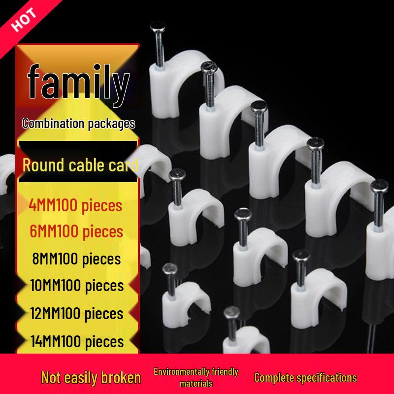 Round U-Shaped Wire Clips with Steel Nail for Wall Cable Management